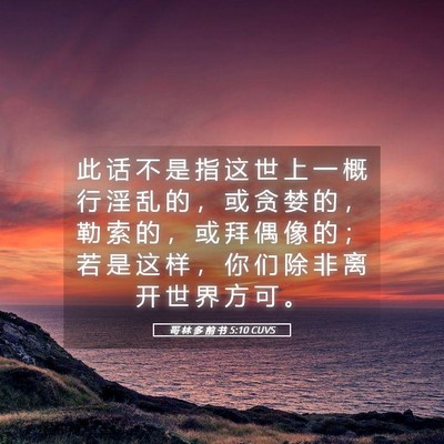 Picture 05 - 哥 林 多 前 书 5:10 CUVS - 此 话 不 是 指 这 世 上 一 概 行 淫 - Bible Verse Picture