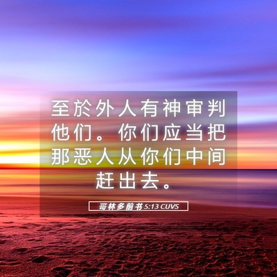 Picture 05 - 哥 林 多 前 书 5:13 CUVS - 至 於 外 人 有 神 审 判 他 们 。 你 - Bible Verse Picture