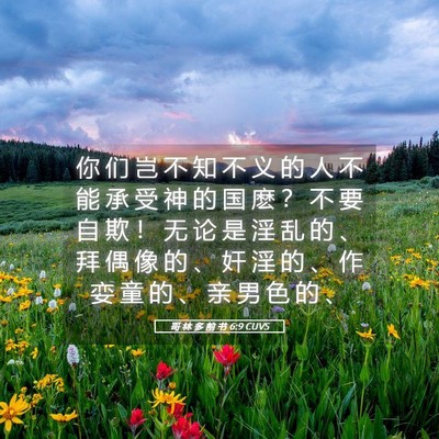 Picture 05 - 哥 林 多 前 书 6:9 CUVS - 你 们 岂 不 知 不 义 的 人 不 能 承 - Bible Verse Picture