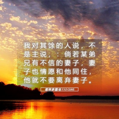 Picture 05 - 哥 林 多 前 书 7:12 CUVS - 我 对 其 馀 的 人 说 ， 不 是 主 说 - Bible Verse Picture