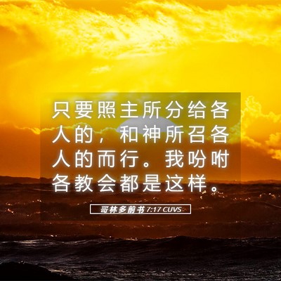 Picture 05 - 哥 林 多 前 书 7:17 CUVS - 只 要 照 主 所 分 给 各 人 的 ， 和 - Bible Verse Picture