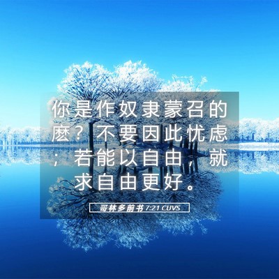 Picture 05 - 哥 林 多 前 书 7:21 CUVS - 你 是 作 奴 隶 蒙 召 的 麽 ？ 不 要 - Bible Verse Picture