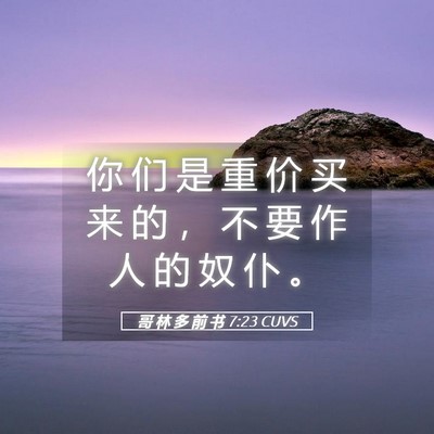 Picture 05 - 哥 林 多 前 书 7:23 CUVS - 你 们 是 重 价 买 来 的 ， 不 要 作 - Bible Verse Picture