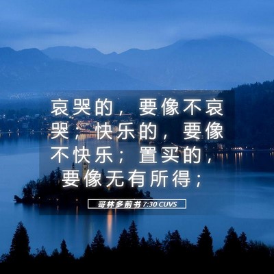 Picture 05 - 哥 林 多 前 书 7:30 CUVS - 哀 哭 的 ， 要 像 不 哀 哭 ； 快 乐 - Bible Verse Picture