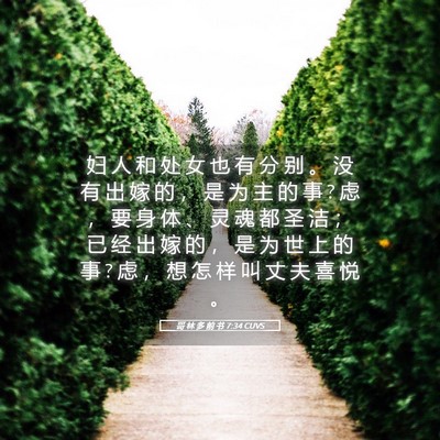 Picture 05 - 哥 林 多 前 书 7:34 CUVS - 妇 人 和 处 女 也 有 分 别 。 没 有 - Bible Verse Picture