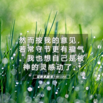 Picture 05 - 哥 林 多 前 书 7:40 CUVS - 然 而 按 我 的 意 见 ， 若 常 守 节 - Bible Verse Picture