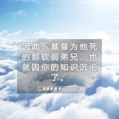 Picture 05 - 哥 林 多 前 书 8:11 CUVS - 因 此 ， 基 督 为 他 死 的 那 软 弱 - Bible Verse Picture