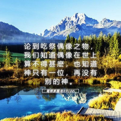 Picture 05 - 哥 林 多 前 书 8:4 CUVS - 论 到 吃 祭 偶 像 之 物 ， 我 们 知 - Bible Verse Picture