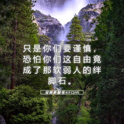 Picture 05 - 哥 林 多 前 书 8:9 CUVS - 只 是 你 们 要 谨 慎 ， 恐 怕 你 们 - Bible Verse Picture