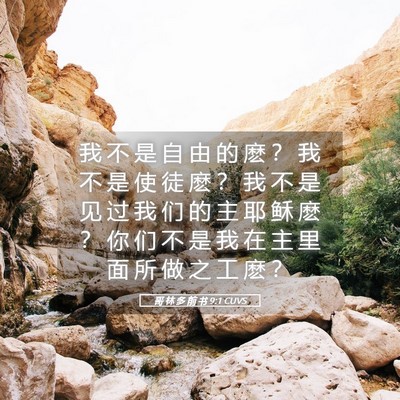 Picture 05 - 哥 林 多 前 书 9:1 CUVS - 我 不 是 自 由 的 麽 ？ 我 不 是 使 - Bible Verse Picture