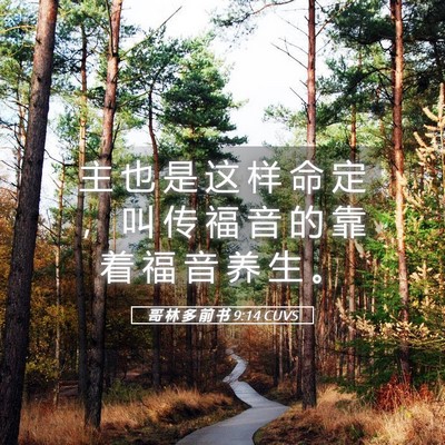 Picture 05 - 哥 林 多 前 书 9:14 CUVS - 主 也 是 这 样 命 定 ， 叫 传 福 音 - Bible Verse Picture