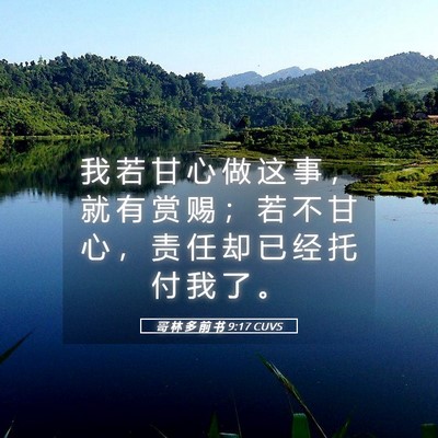 Picture 05 - 哥 林 多 前 书 9:17 CUVS - 我 若 甘 心 做 这 事 ， 就 有 赏 赐 - Bible Verse Picture
