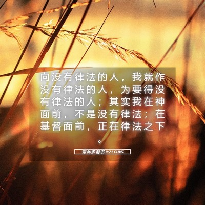 Picture 05 - 哥 林 多 前 书 9:21 CUVS - 向 没 有 律 法 的 人 ， 我 就 作 没 - Bible Verse Picture