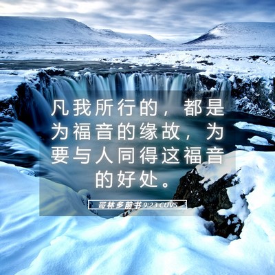 Picture 05 - 哥 林 多 前 书 9:23 CUVS - 凡 我 所 行 的 ， 都 是 为 福 音 的 - Bible Verse Picture