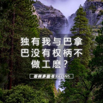 Picture 05 - 哥 林 多 前 书 9:6 CUVS - 独 有 我 与 巴 拿 巴 没 有 权 柄 不 - Bible Verse Picture