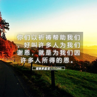 Picture 05 - 哥 林 多 后 书 1:11 CUVS - 你 们 以 祈 祷 帮 助 我 们 ， 好 叫 - Bible Verse Picture