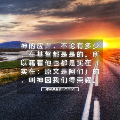 Picture 05 - 哥 林 多 后 书 1:20 CUVS - 神 的 应 许 ， 不 论 有 多 少 ， 在 - Bible Verse Picture