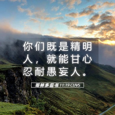 Picture 05 - 哥 林 多 后 书 11:19 CUVS - 你 们 既 是 精 明 人 ， 就 能 甘 心 - Bible Verse Picture