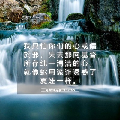 Picture 05 - 哥 林 多 后 书 11:3 CUVS - 我 只 怕 你 们 的 心 或 偏 於 邪 ， - Bible Verse Picture
