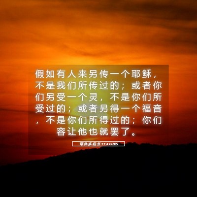 Picture 05 - 哥 林 多 后 书 11:4 CUVS - 假 如 有 人 来 另 传 一 个 耶 稣 ， - Bible Verse Picture
