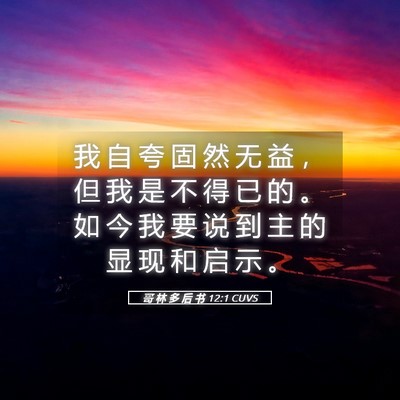 Picture 05 - 哥 林 多 后 书 12:1 CUVS - 我 自 夸 固 然 无 益 ， 但 我 是 不 - Bible Verse Picture