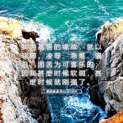 Picture 05 - 哥 林 多 后 书 12:10 CUVS - 我 为 基 督 的 缘 故 ， 就 以 软 弱 - Bible Verse Picture