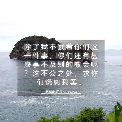 Picture 05 - 哥 林 多 后 书 12:13 CUVS - 除 了 我 不 累 着 你 们 这 一 件 事 - Bible Verse Picture