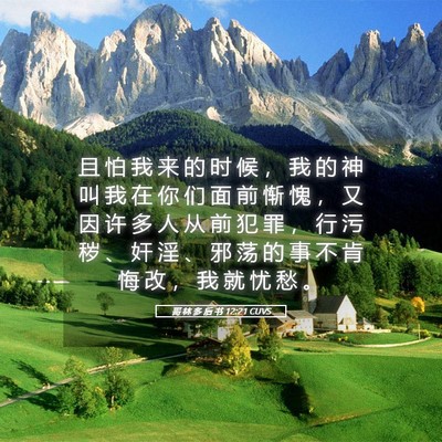 Picture 05 - 哥 林 多 后 书 12:21 CUVS - 且 怕 我 来 的 时 候 ， 我 的 神 叫 - Bible Verse Picture