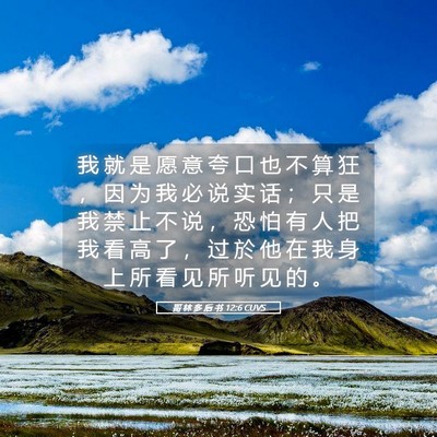 Picture 05 - 哥 林 多 后 书 12:6 CUVS - 我 就 是 愿 意 夸 口 也 不 算 狂 ， - Bible Verse Picture