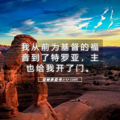 Picture 05 - 哥 林 多 后 书 2:12 CUVS - 我 从 前 为 基 督 的 福 音 到 了 特 - Bible Verse Picture