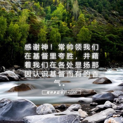 Picture 05 - 哥 林 多 后 书 2:14 CUVS - 感 谢 神 ！ 常 帅 领 我 们 在 基 督 - Bible Verse Picture