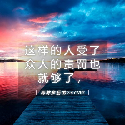 Picture 05 - 哥 林 多 后 书 2:6 CUVS - 这 样 的 人 受 了 众 人 的 责 罚 也 - Bible Verse Picture