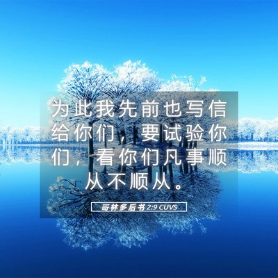 Picture 05 - 哥 林 多 后 书 2:9 CUVS - 为 此 我 先 前 也 写 信 给 你 们 ， - Bible Verse Picture