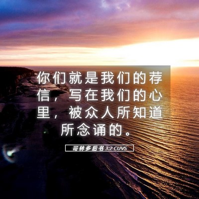 Picture 05 - 哥 林 多 后 书 3:2 CUVS - 你 们 就 是 我 们 的 荐 信 ， 写 在 - Bible Verse Picture