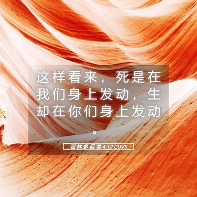 Picture 05 - 哥 林 多 后 书 4:12 CUVS - 这 样 看 来 ， 死 是 在 我 们 身 上 - Bible Verse Picture