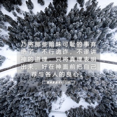 Picture 05 - 哥 林 多 后 书 4:2 CUVS - 乃 将 那 些 暗 昧 可 耻 的 事 弃 绝 - Bible Verse Picture