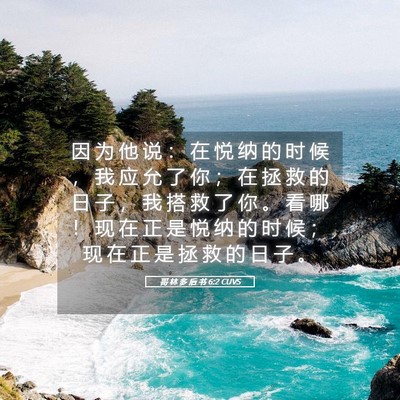 Picture 05 - 哥 林 多 后 书 6:2 CUVS - 因 为 他 说 ： 在 悦 纳 的 时 候 ， - Bible Verse Picture