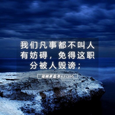 Picture 05 - 哥 林 多 后 书 6:3 CUVS - 我 们 凡 事 都 不 叫 人 有 妨 碍 ， - Bible Verse Picture