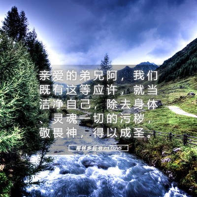 Picture 05 - 哥 林 多 后 书 7:1 CUVS - 亲 爱 的 弟 兄 阿 ， 我 们 既 有 这 - Bible Verse Picture