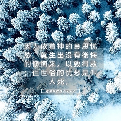 Picture 05 - 哥 林 多 后 书 7:10 CUVS - 因 为 依 着 神 的 意 思 忧 愁 ， 就 - Bible Verse Picture