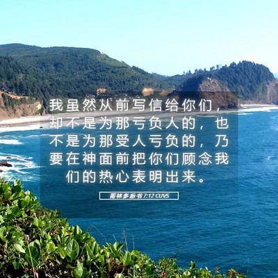 Picture 05 - 哥 林 多 后 书 7:12 CUVS - 我 虽 然 从 前 写 信 给 你 们 ， 却 - Bible Verse Picture
