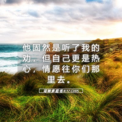 Picture 05 - 哥 林 多 后 书 8:17 CUVS - 他 固 然 是 听 了 我 的 劝 ， 但 自 - Bible Verse Picture