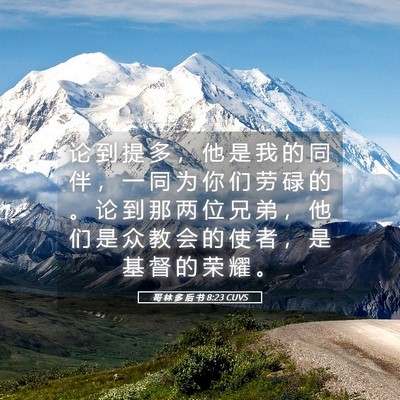 Picture 05 - 哥 林 多 后 书 8:23 CUVS - 论 到 提 多 ， 他 是 我 的 同 伴 ， - Bible Verse Picture