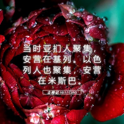 Picture 05 - 士 师 记 10:17 CUVS - 当 时 亚 扪 人 聚 集 ， 安 营 在 基 - Bible Verse Picture