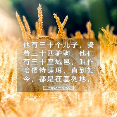 Picture 05 - 士 师 记 10:4 CUVS - 他 有 三 十 个 儿 子 ， 骑 着 三 十 - Bible Verse Picture