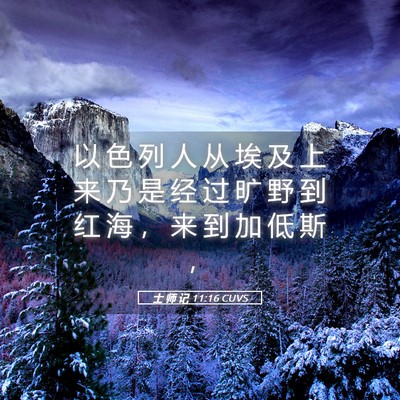 Picture 05 - 士 师 记 11:16 CUVS - 以 色 列 人 从 埃 及 上 来 乃 是 经 - Bible Verse Picture