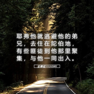 Picture 05 - 士 师 记 11:3 CUVS - 耶 弗 他 就 逃 避 他 的 弟 兄 ， 去 - Bible Verse Picture