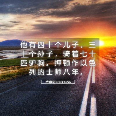 Picture 05 - 士 师 记 12:14 CUVS - 他 有 四 十 个 儿 子 ， 三 十 个 孙 - Bible Verse Picture