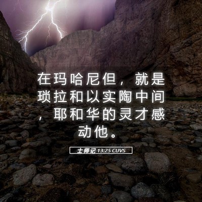 Picture 05 - 士 师 记 13:25 CUVS - 在 玛 哈 尼 但 ， 就 是 琐 拉 和 以 - Bible Verse Picture