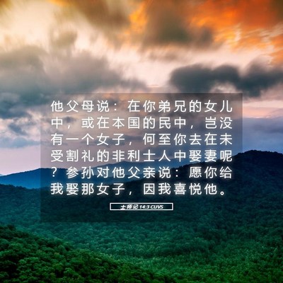 Picture 05 - 士 师 记 14:3 CUVS - 他 父 母 说 ： 在 你 弟 兄 的 女 儿 - Bible Verse Picture
